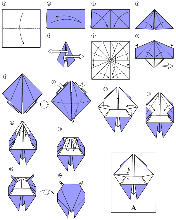 Оригами-насекомые: поэтапные схемы сборки
